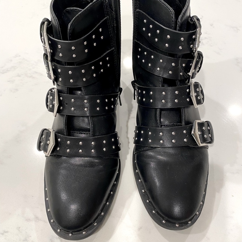 Flat Boots with Buckle & Grommet Detail
